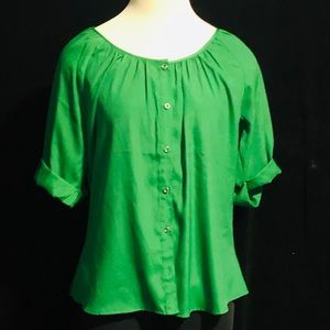 Express green short sleeve blouse
